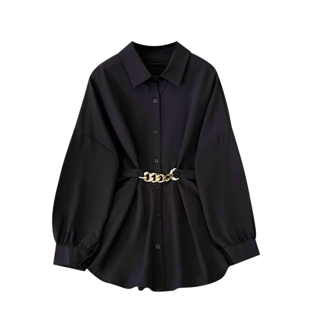 Plus Faionable Large Size Women's Long Sve Collar Irt Spring New Ele Anti-Aging Trendy Top Korean Sle