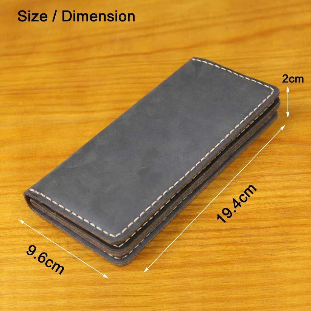 Handmade Genuine Leather Mens Long Wallet Clutch Bag Large Capacity Male Purse Money Clips Vintage Money Bag Phone Case Z250621