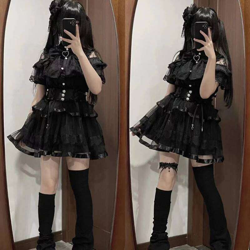 Japanese Kawaii Lolita Lace Patchwork Blouses Women Haruku Single Breasted Sweet Shirts Summer Girly JK Bow Tops Blusas