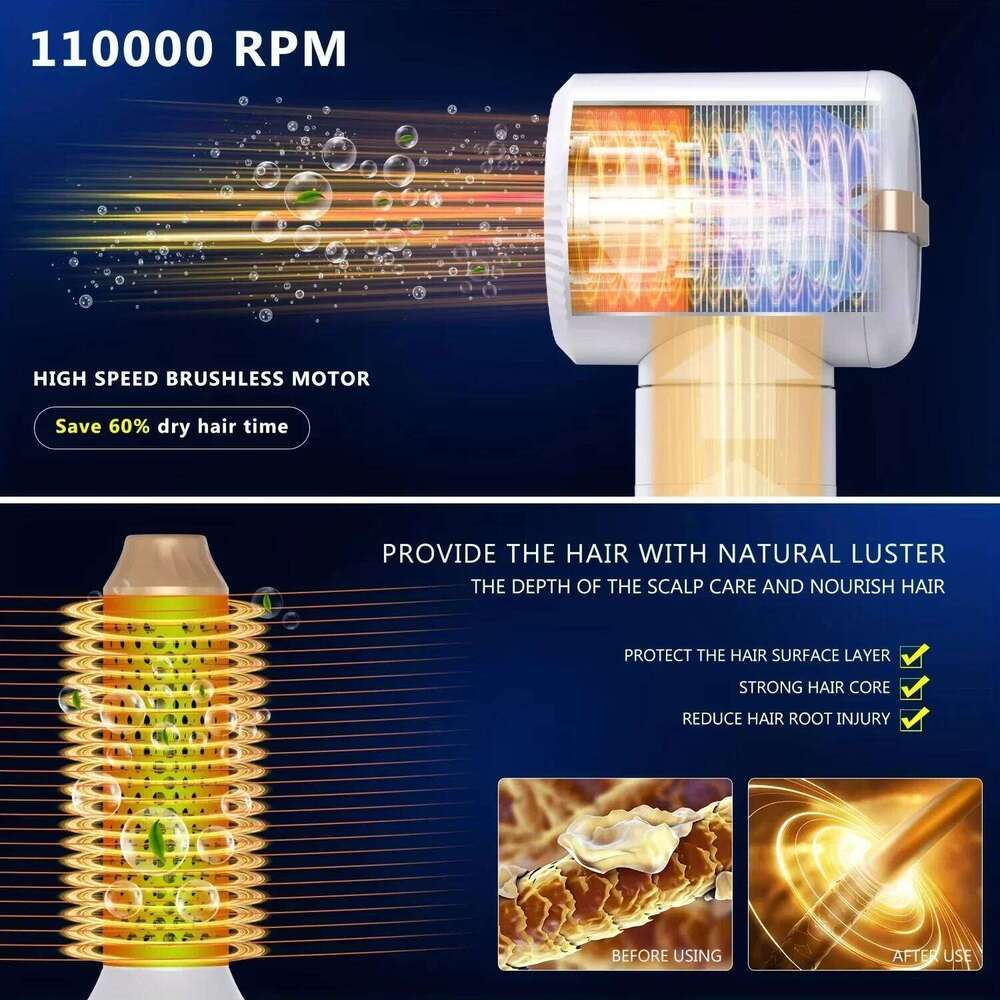 7 in 1 dryer Professional Negative Ion curling Iron Straightener Brushless Motor High Speed Hair Dryer Hot Comb Set