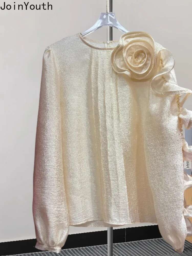 Blusas De Mujer Blouse for Women Temperament 3D Floral Long Sleeve Shirts O-neck Loose Tops Loose Vintage Summer Blouses 63c632