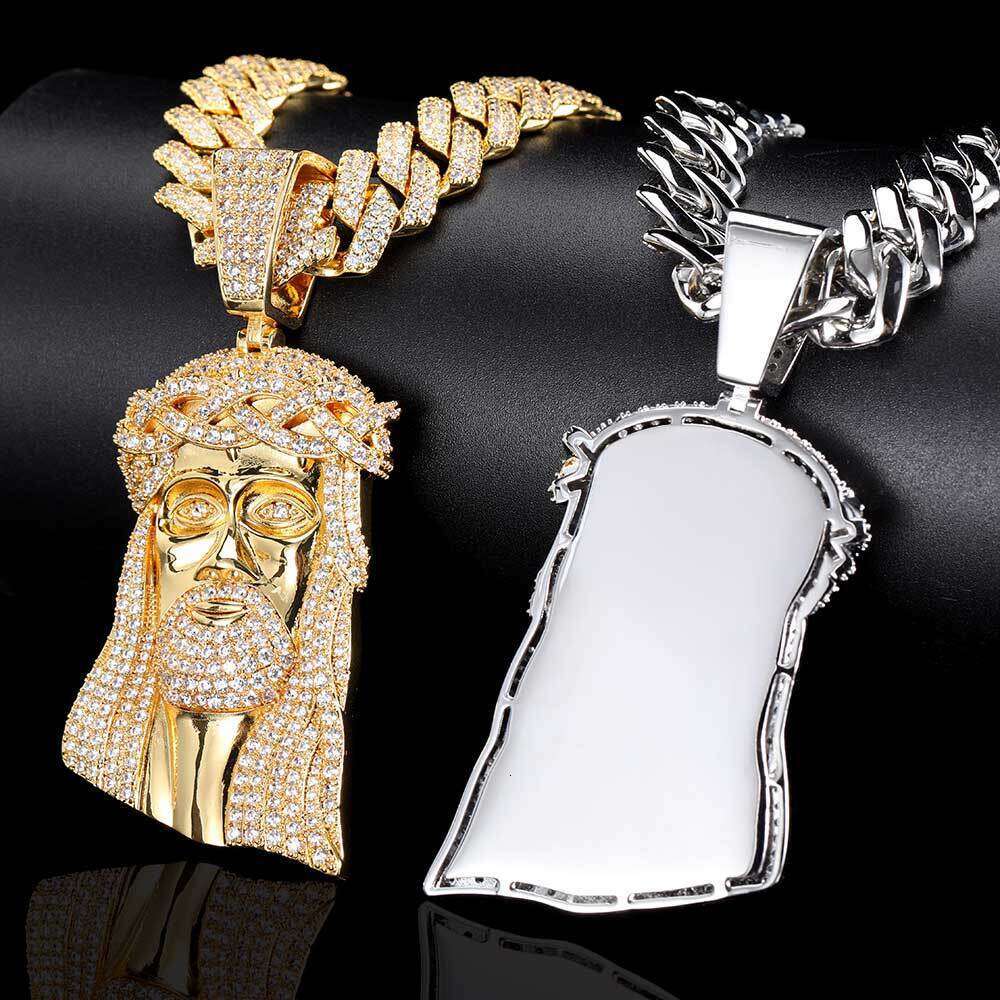 Hip Hop Necklace Head Jewelry Exaggerated Zircon Men's Pendant efaa