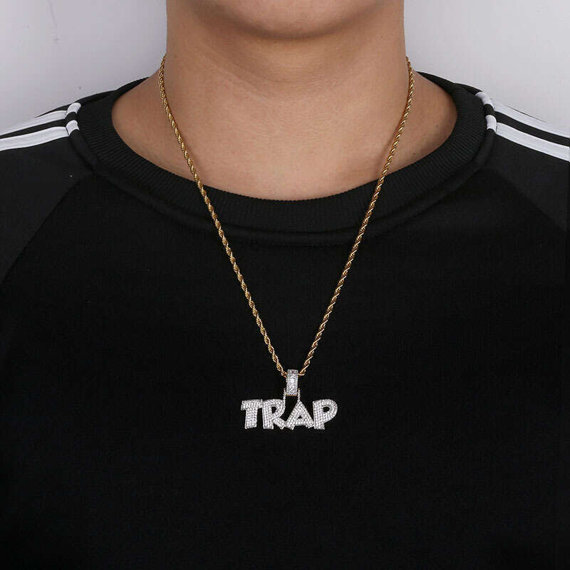 Hip Hop Personality Rap TRAP Style Pendant Micro Paved Zircon Unisex Ins Trendy Accessories