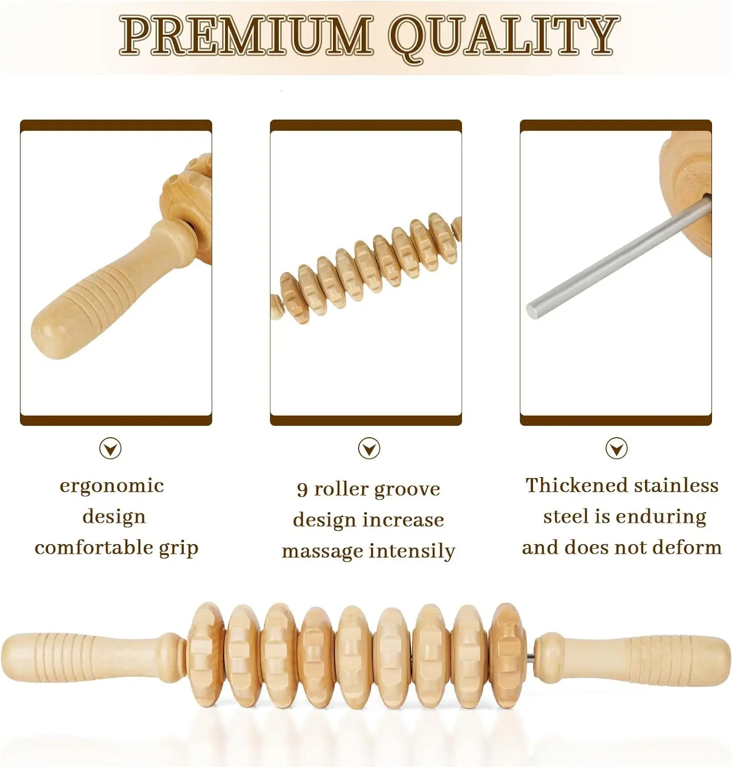 Wooden Massage Roller Manual Fascia Trigger Point Release Cellulite Sore Muscle Blasting Improve Blood Circulation Eliminate 250619