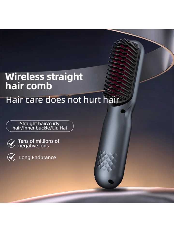 Ionic Hair Straightener Brush With Negative Ions 30-Second Quick Heat USB Rechargeable Cordless Suitable For Dry HairXJ250621