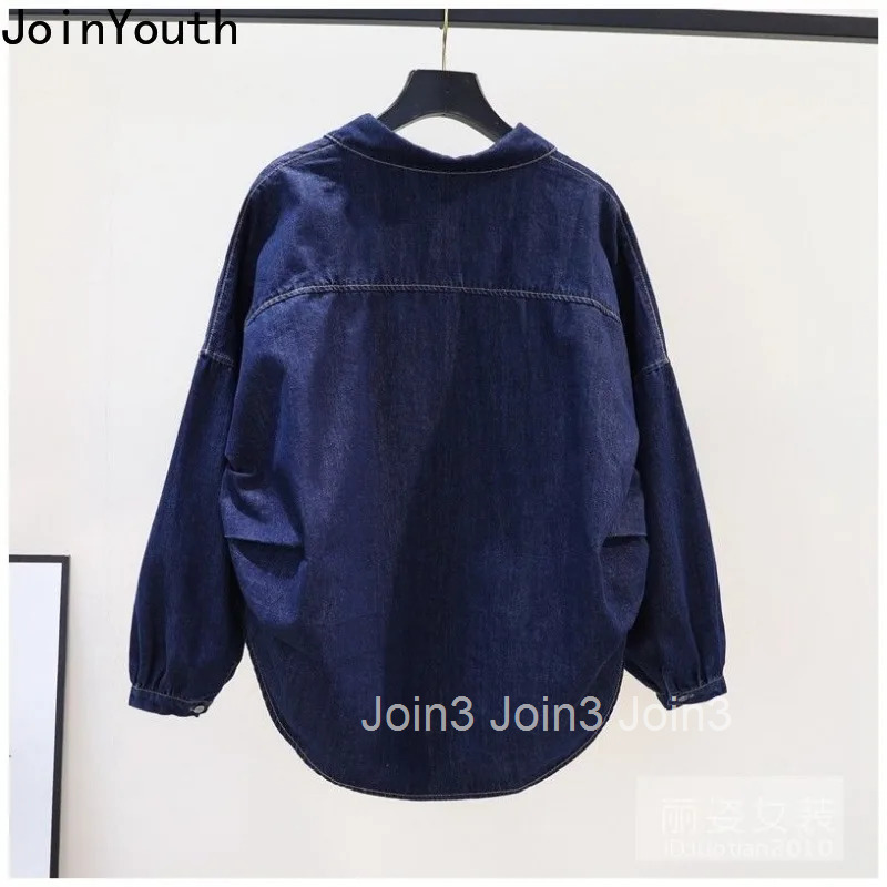 Fashion Denim Blouse Jackets Womens Clothing Long Sleeve Casual Oversized Tops 2025 Blusas De Mujer Vintage Y2k Shirts 27r579