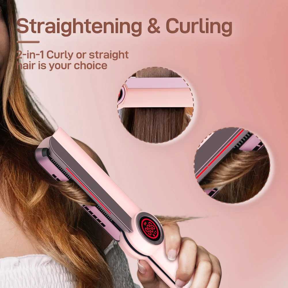 Ceramic hair straightener iron professional salon hair straightener and curling iron negative ion hair care infrared giftsXJ250621