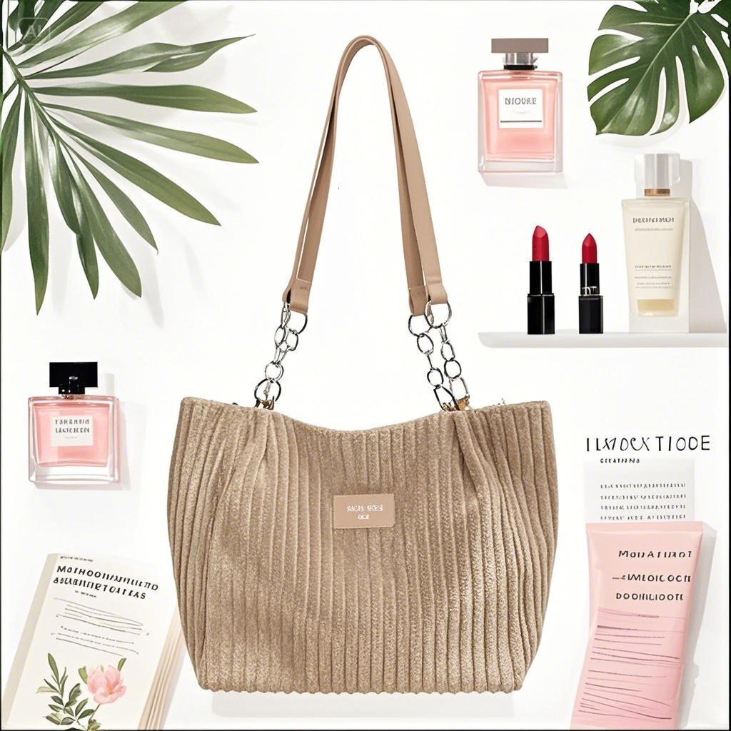 Free Shipping Designer Bag Large Capacity Corduroy Chain Underarm Bag Luxury Bag Tote Bag Women's Bag 2025 New Autumn Trendy Shoulder Commuter Ba