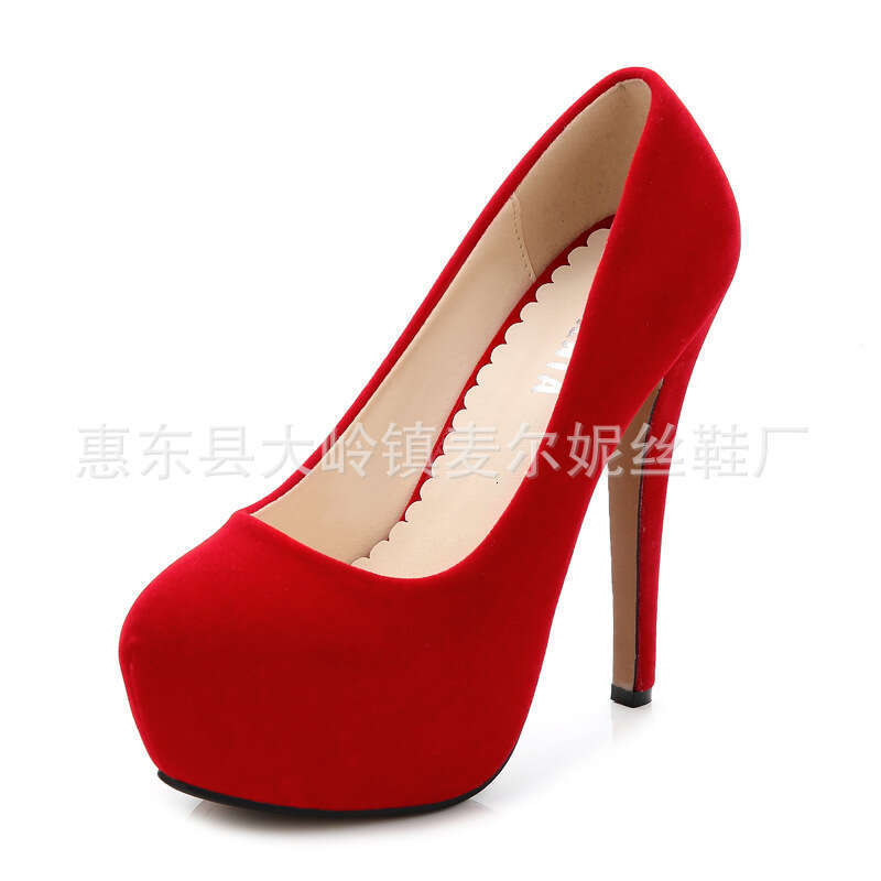 Women's Waterproof Platform Single High Heels, Sexy Stiletto Nightclub Shoes, Plus Size 14cm