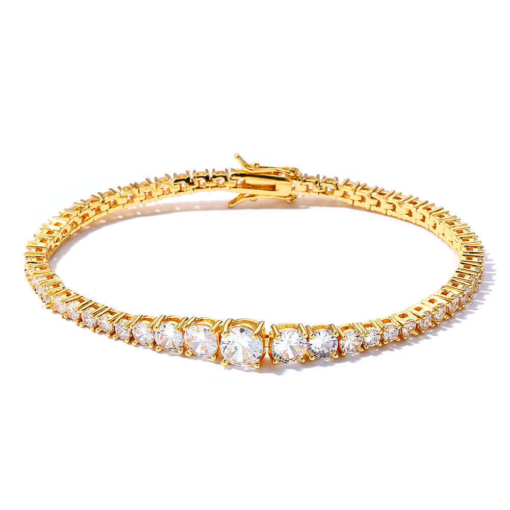 New Gradient Zircon Tennis Chain Hip-Hop Trendy Brand Personality Jewelry Unisex Bracelet Accessories 7c17