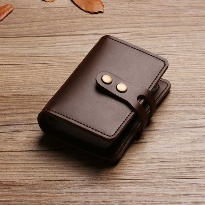 Mens Leather Card Bag Large Capacity Vintage Hasp Anti-theft Bank Holder Case Translucent Business Card Wallet Z250621