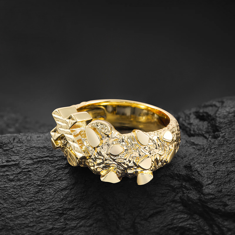 Luxury Jewelry Moissanite Hip Hop Micro Pave Diamond Ring Luxury Cool Men's Exaggerated Bold Finger Ring