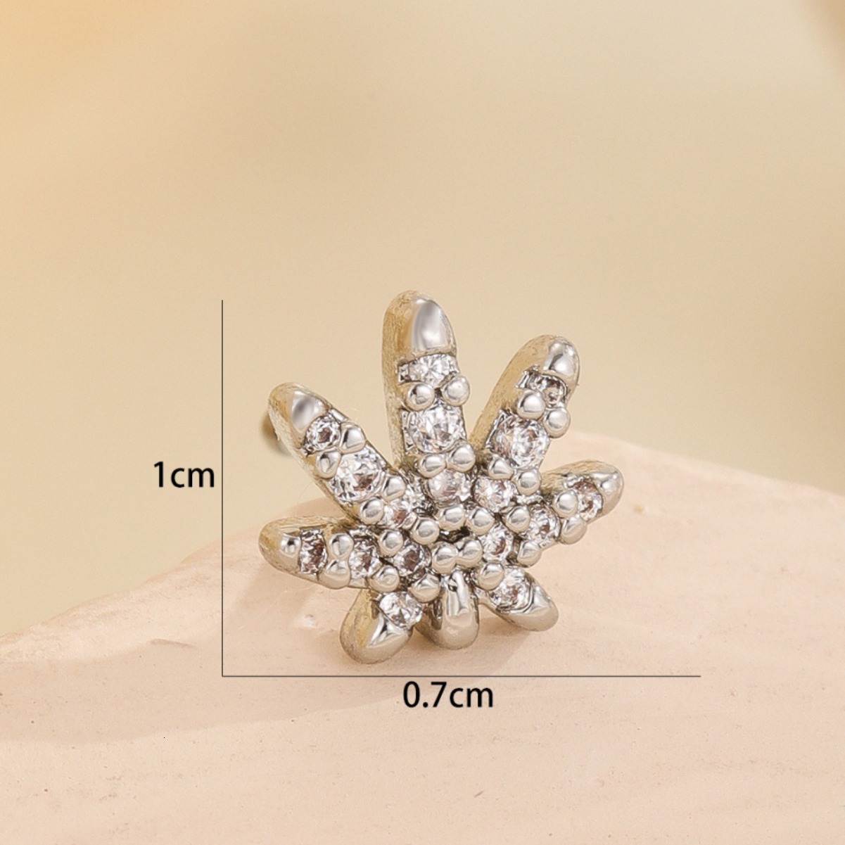 Piercing Stud For Women, Personalized Style, Maple Leaf Inlaid With Zircon, Full Design Ring, Nose Jewelry
