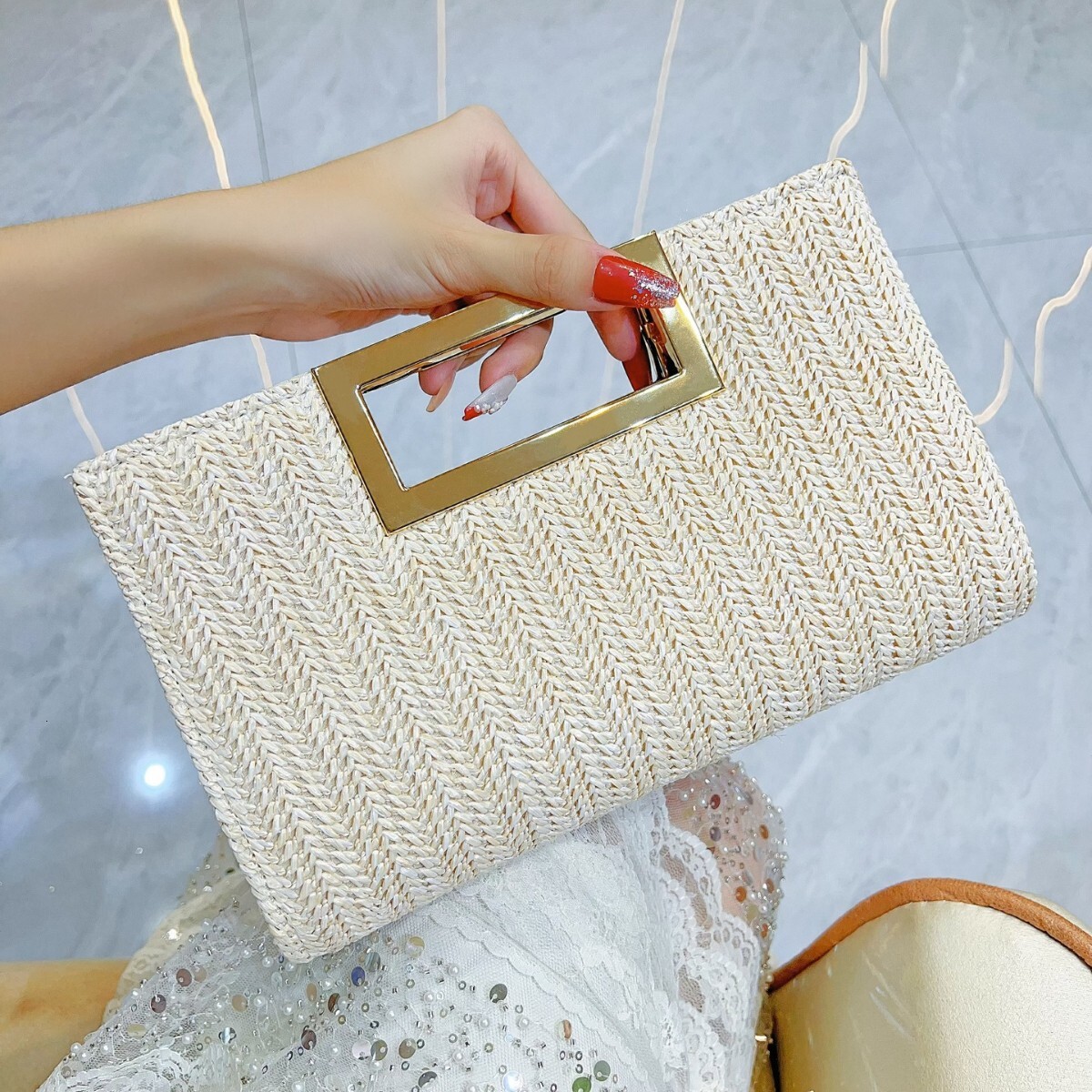 Free Shipping New Designer Woven Bag Luxury Women's Handbag Clutch Straw Bag Fashion Simple Crossbody Bag Large Capacity Shoulder Bag