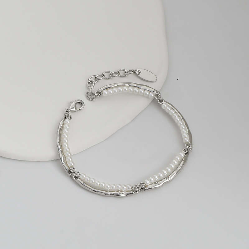 Real Gold Plated Elegant Double Layer for Women, Unique Design Pearl Jewelry, Personalized Simple Versatile Bracelet