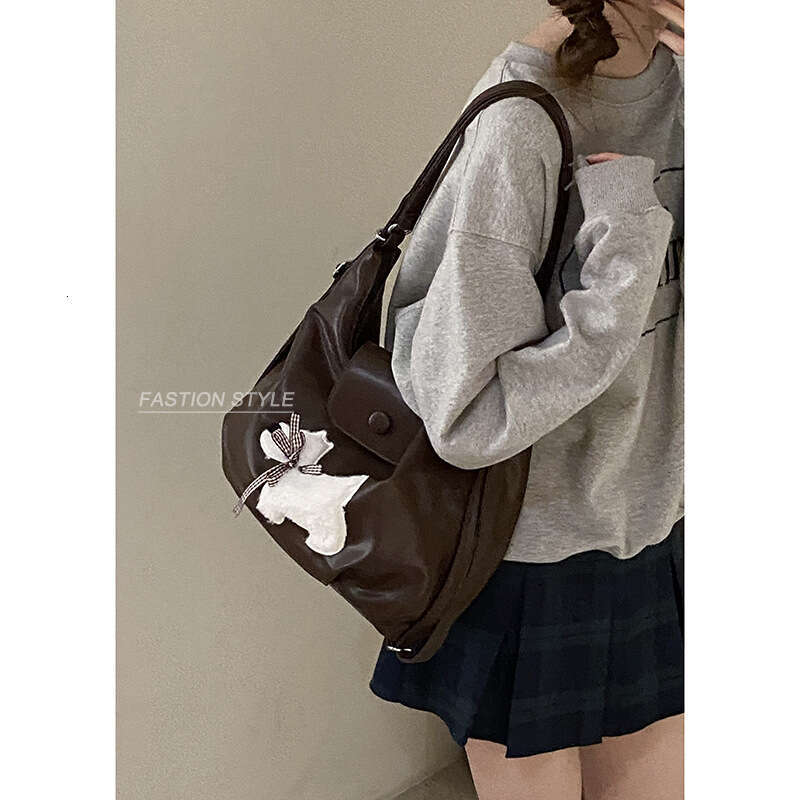Niche Tote for designer bag Women 2024 New Korean Cute Puppy College Style Backpack Large Capacity Shoulder Bag