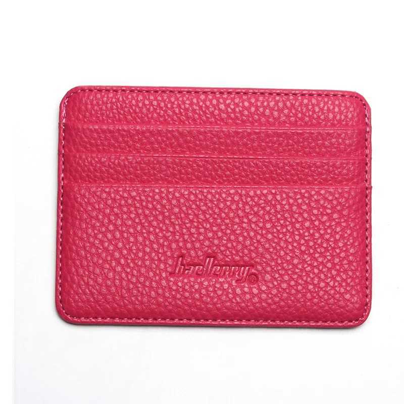 baellerry Mini Mens leather holder id card case thin wallet for women with coin pocket small purse cardholder Z250621