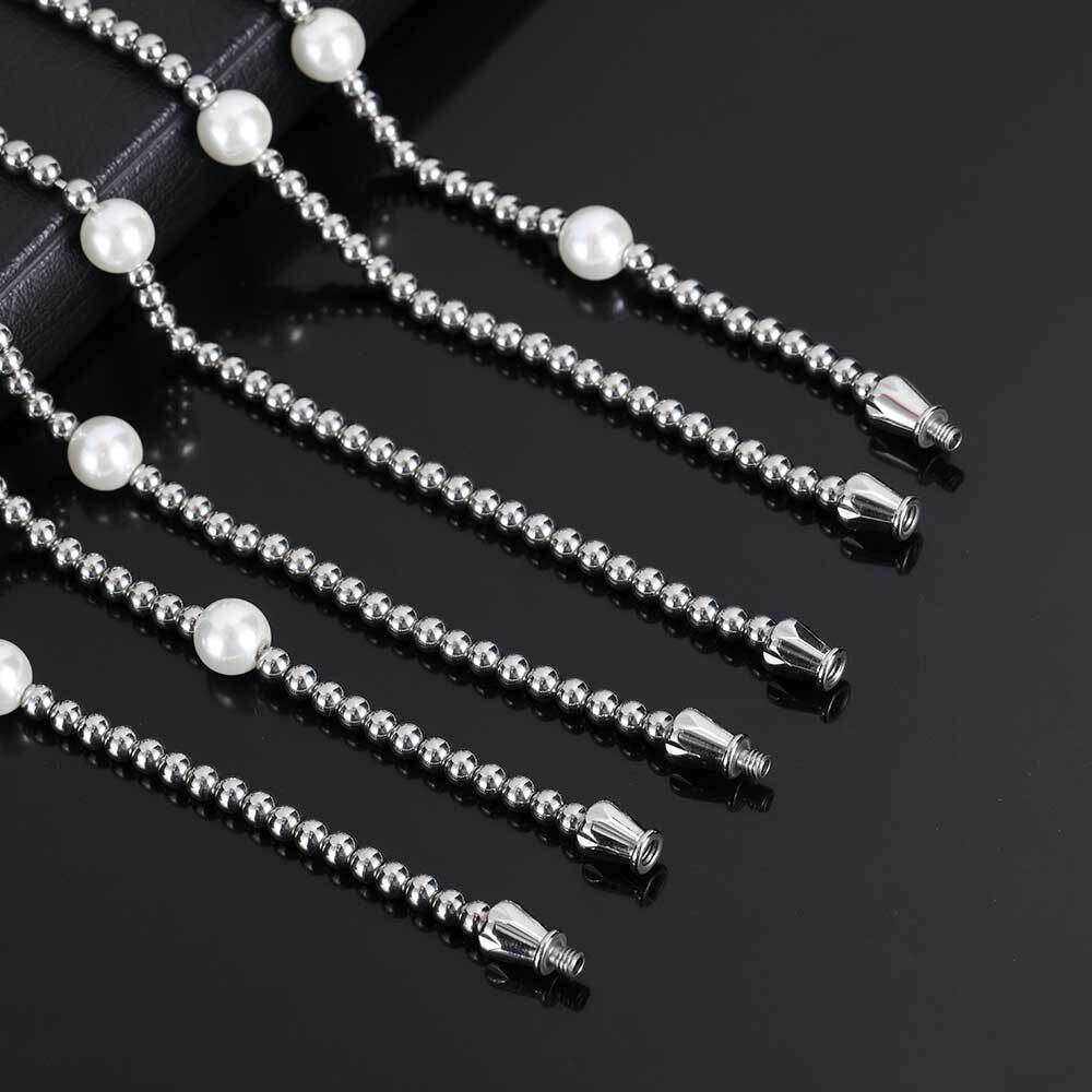 Hip Hop Stainless Steel Ball Bead Mixed Glass Pearl Necklace Palace Style Niche Design Clavicle Chain c160