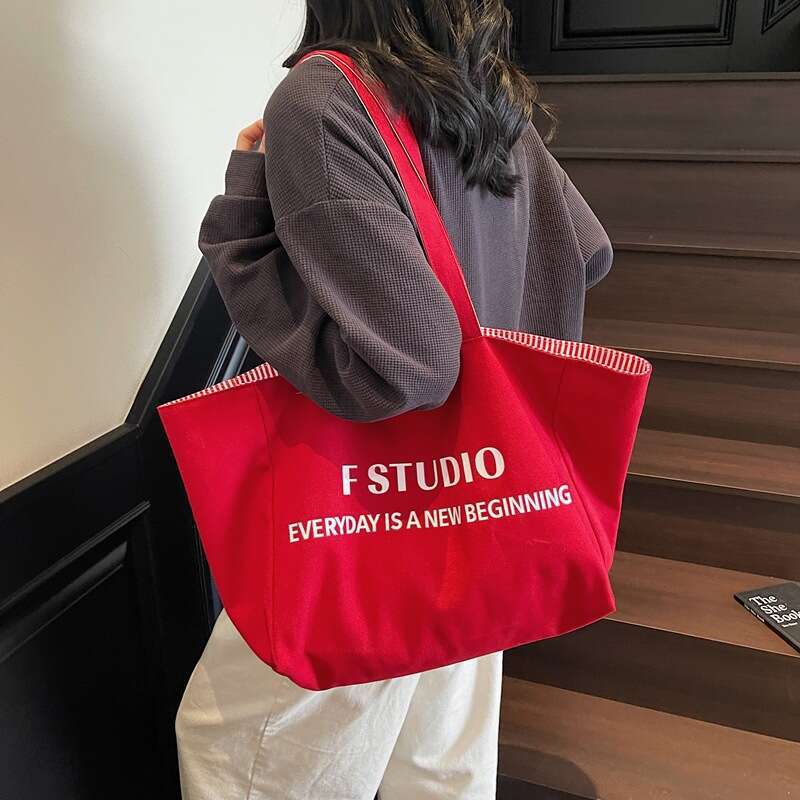 designer bag Casual Canvas Korean Style Lazy Underarm 2025 New Letter Tote Large Capacity Double-Sided Shoulder Bag