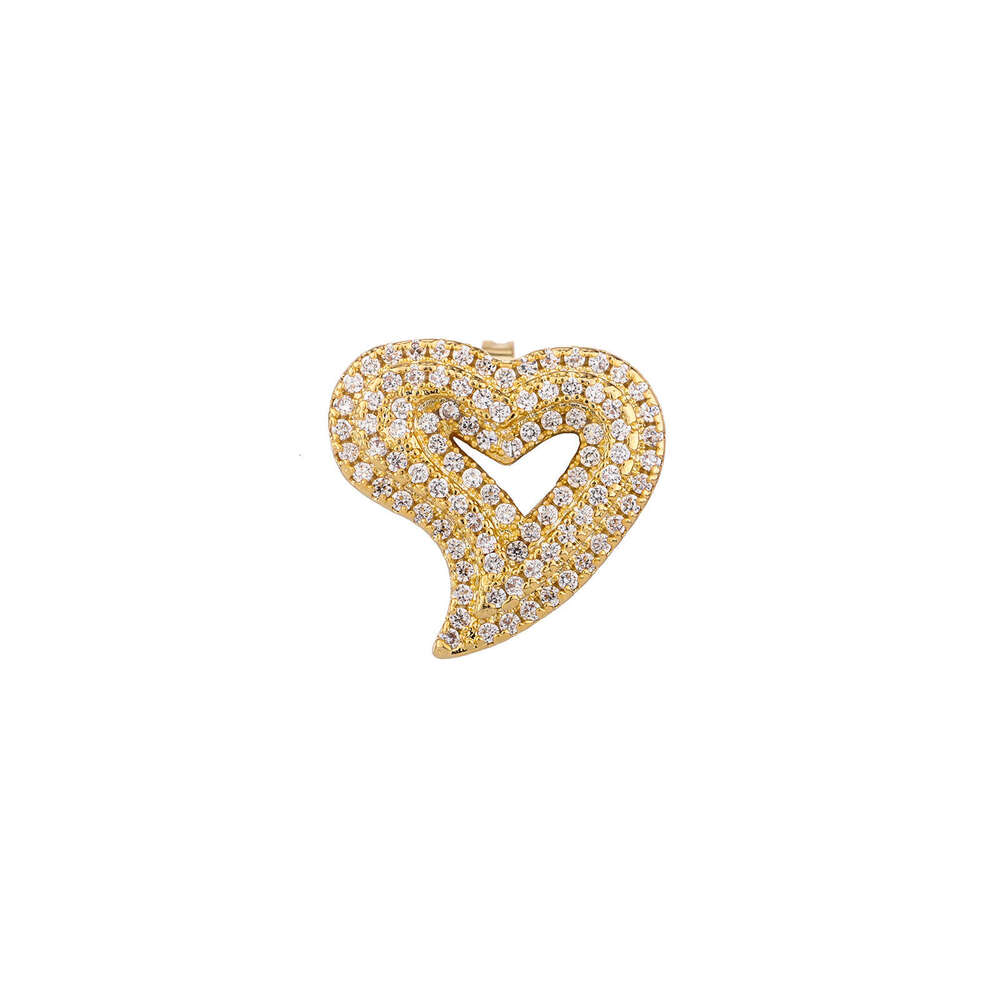 Zircon Hollow Heart Light Fashion Hip-Hop Earrings Exaggerated Personality Ear Jewelry