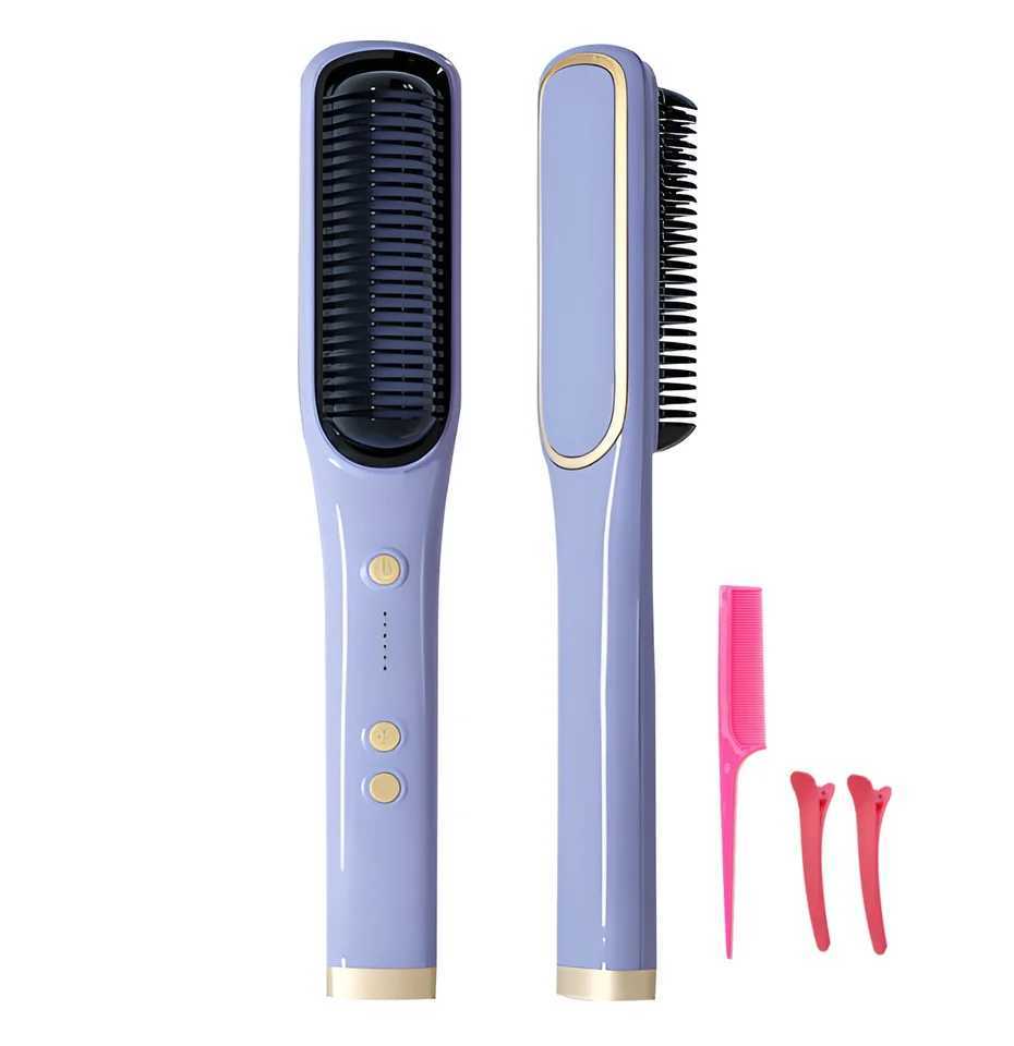 Hair Straightener Brush Hair Straightener Comb Straightening Brush for Women with 5 Temps 10s Fast HeatingXJ250621