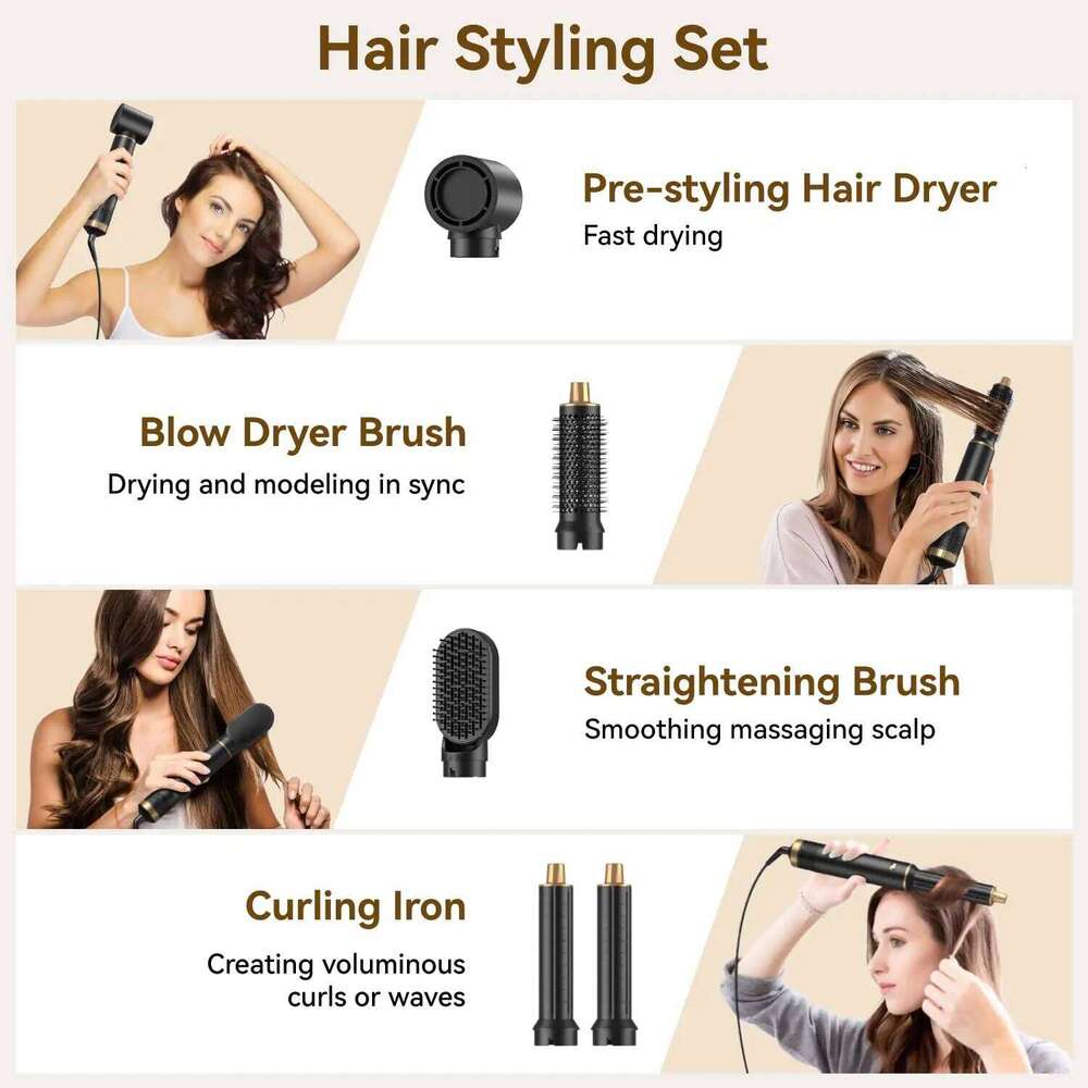5 In 1 Multi Hair Styler Professional Blow Dryer For Curling Volumizing Straightening Hot Air Brush