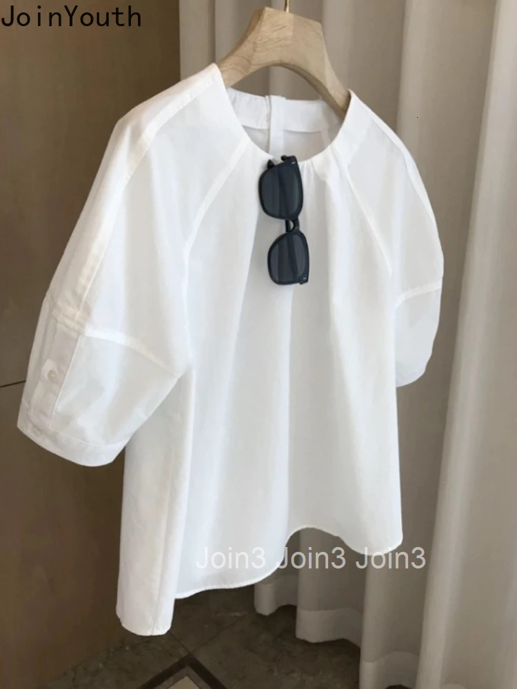 Vintage Camisas De Mujer O-neck Puff Sleeve Blouses Women Clothing Fashion Plaid Shirts Loose Casual Korean Summer Blouse Tops