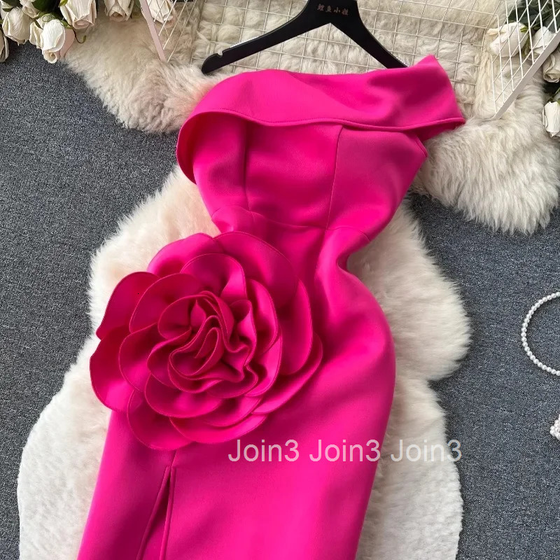 Elegant Evening Party Dress 2025 Summer Split Dress for Women Slim Waist Bodycon Vestidos Sexy Off Shoulder Robe Woman Clothes
