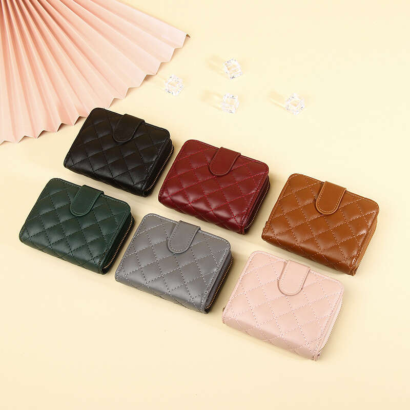 New Women's High-End Luxury Quilted Wallet Short Accordion Multi-Card Slot Card Holder Small Coin Purse