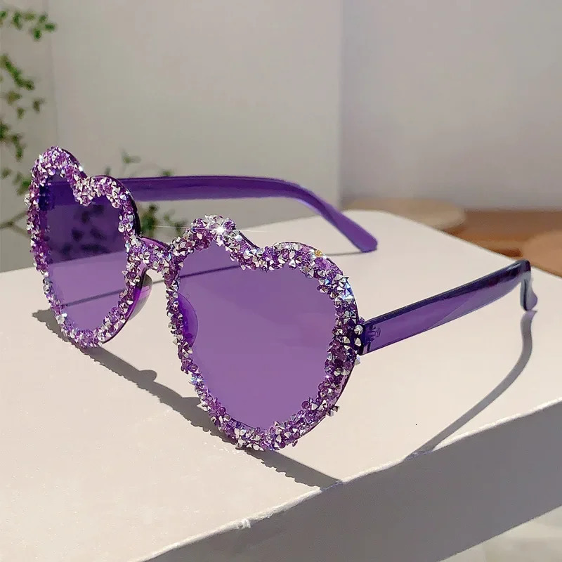 y2k Vintage Love Heart Sunglasse For Men Sun Glasses Punk Diamond Candy Pink Party Shades 250617