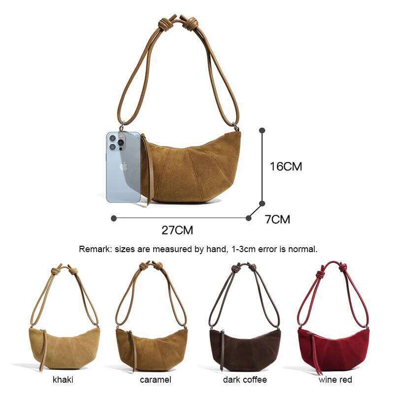 2024 New Women Dumpling Female Niche Underarm Shoulder Bag Lady Cross-Body Messenger Maillard Croissant Autumn Winter Hobos