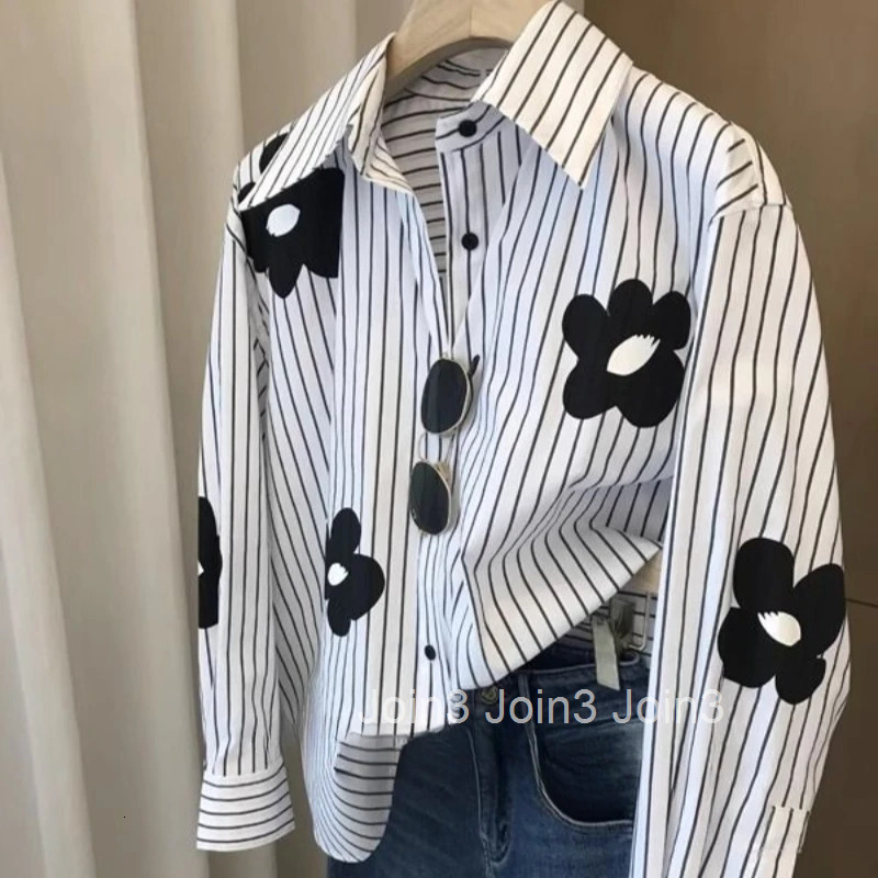 Casual Striped Blouses Women Clothing 2025 Blusas Mujer De Moda Sweet Floral Long Sleeve Shirts Fashion Oversized Blouse Tops
