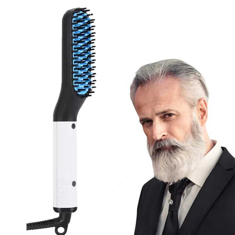 Professional Hot Electric Foldable Beard Straightener Comb for Men Hair Straightening Comb Heated Hair Straightener BrushXJ250621