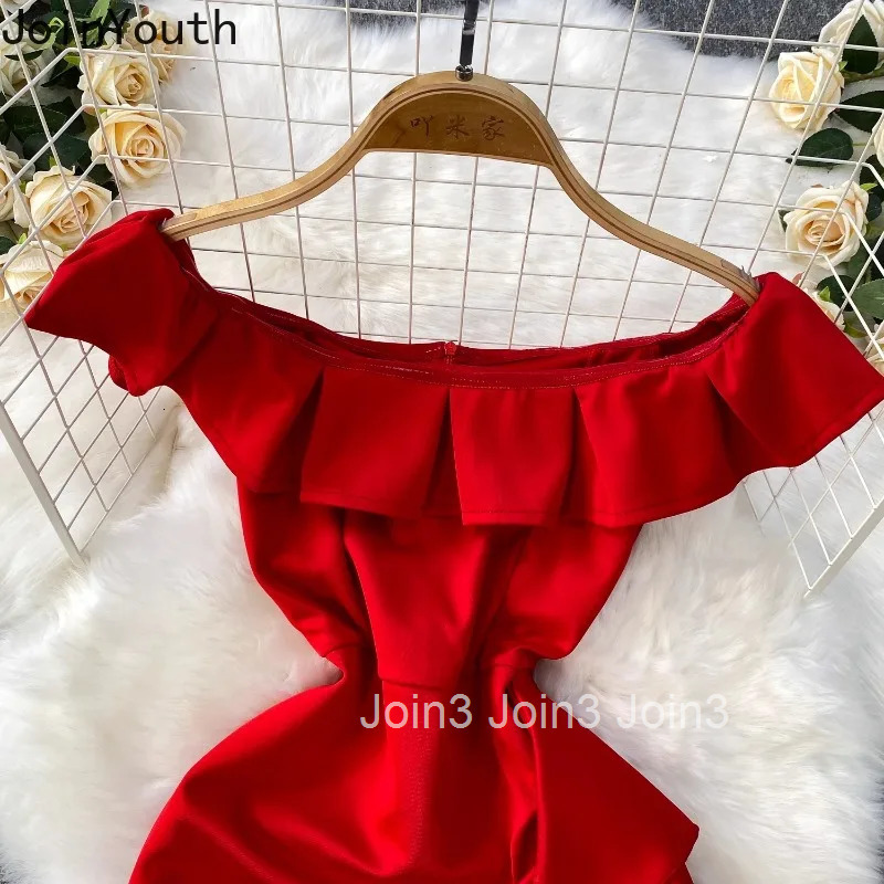 2025 Vestidos De Mujer Summer Dress for Women Slim Waist Slim Fit Split Robe Femme Ruffles Elegant Slash Neck Maxi Dresses