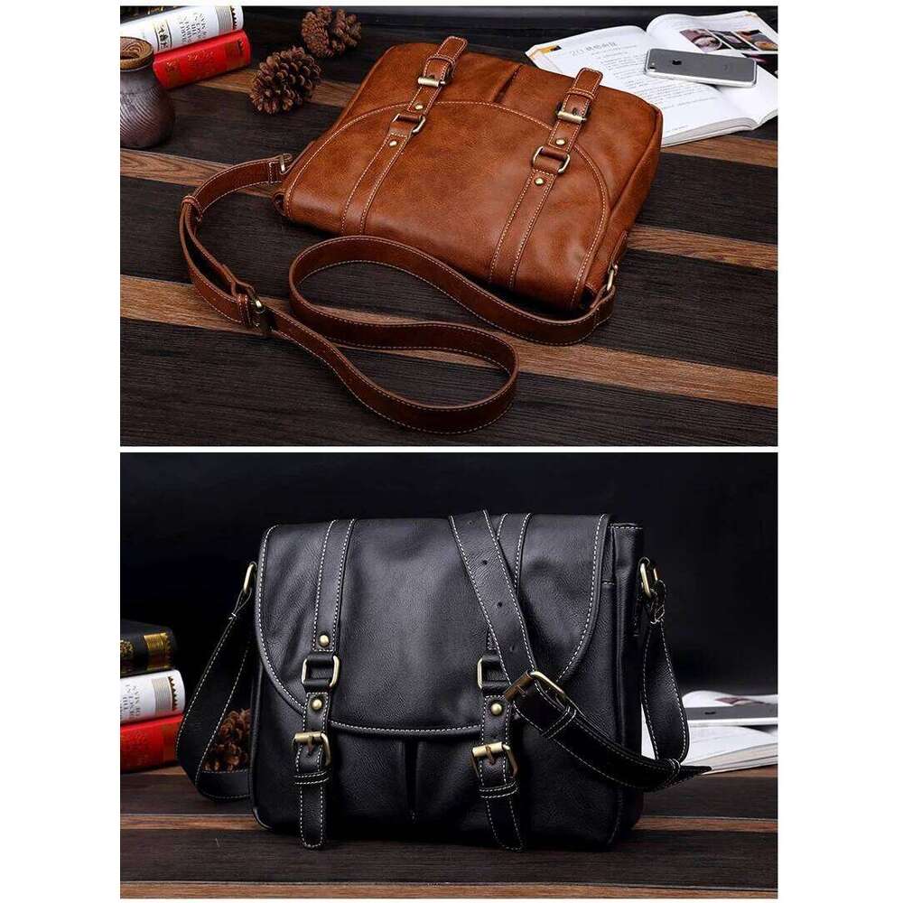 Korean Style Shoulder Retro Crossbody Bag Leather Male Sling Men Messenger Bags