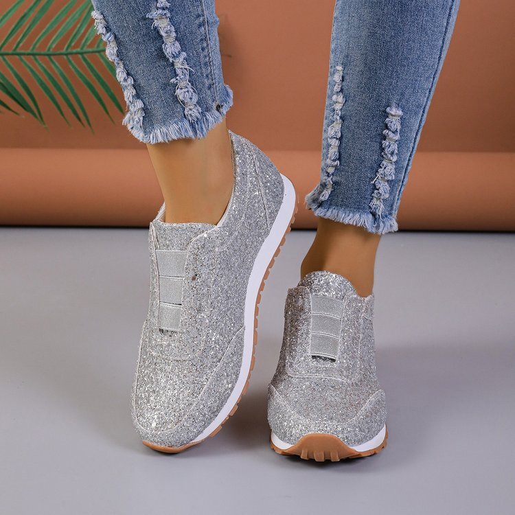 Luxury Brand Designer Shoes Sandals European And American Export Plus Size 2023 Winter New Sequin Cloth Shoes Sports Casual Women's Shoes Shallow