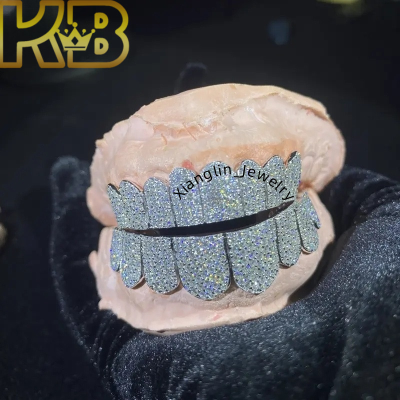 Diamond Grill Vvs Iced Out Womens Teeth Custom Grillz for Hip Hop 925 Silver Geometric Hiphop Made Moissanite Grills