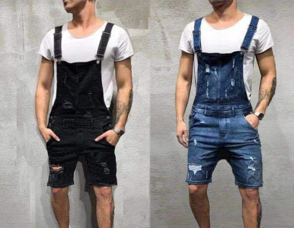 Casual Mens Jeans Work Pants Suspenders Men Clothing Adjustable Overalls Ripped Jeans Denim Shorts Men Cargo Pants Baggy Jeans 250618