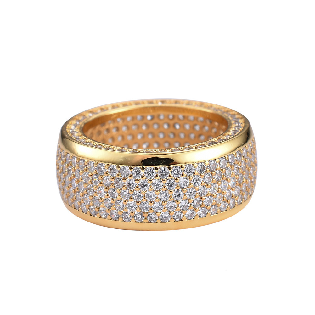 Luxury Jewelry Moissanite Hip Hop Micro Pave Diamond Unisex Classic Versatile Cylinder Ring