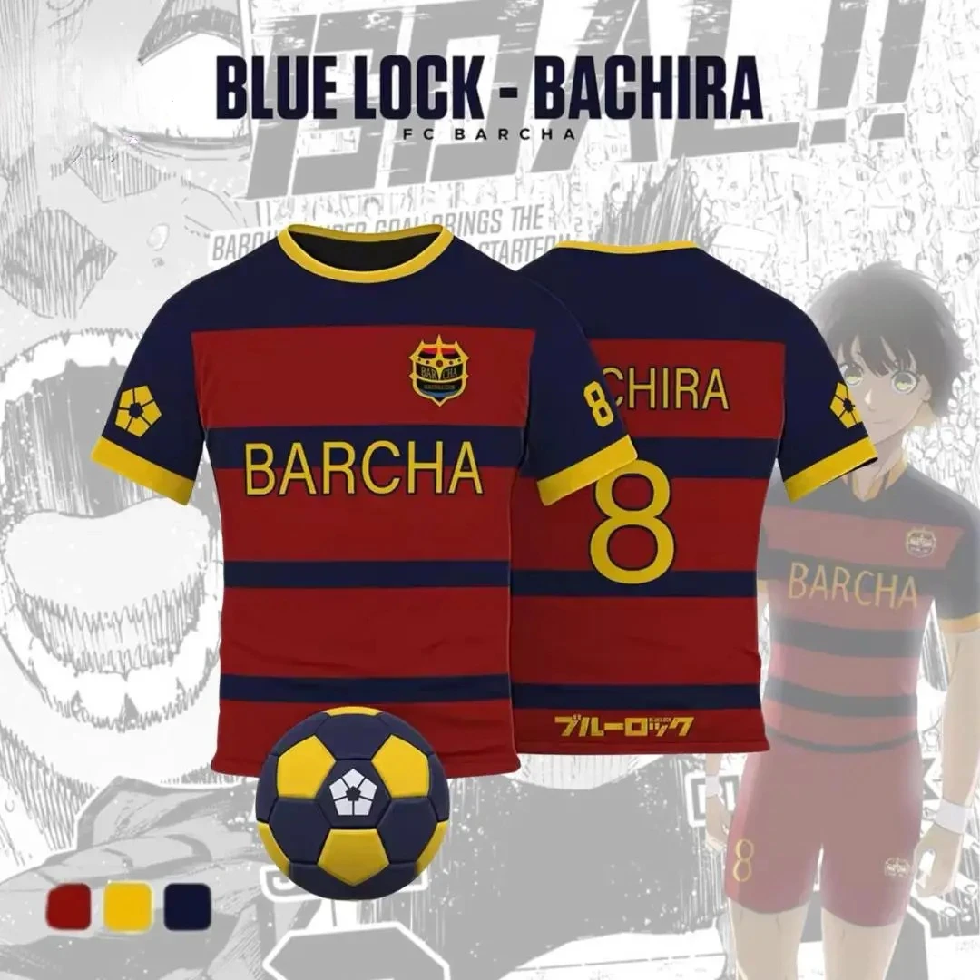 Anime Blue Lock FC Barcha BACHIRA PICASSO Cosplay Football Jersey T-shirts Harajuku Short Sleeve Funny Tshirt Graphics Tees