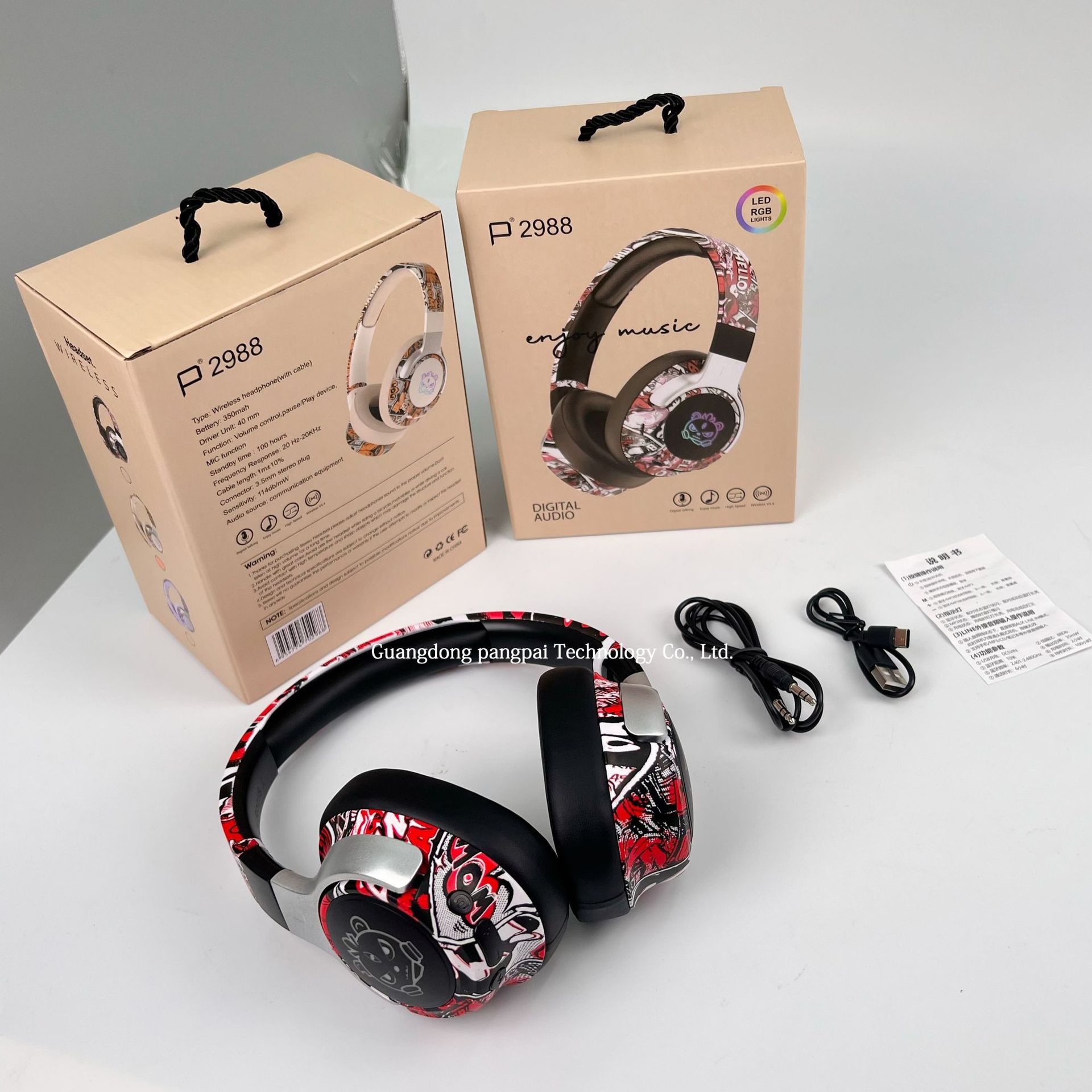 Doodle wireless bluetooth headset RGB light effect all-inclusive ear call game headset
