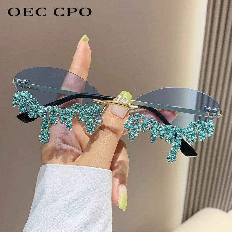 Diamond Rimless Sunglasse Rhinestone Sun Glasses Ladies Sexy Tear Shape Punk Party Eyewear gafas de sol 250617