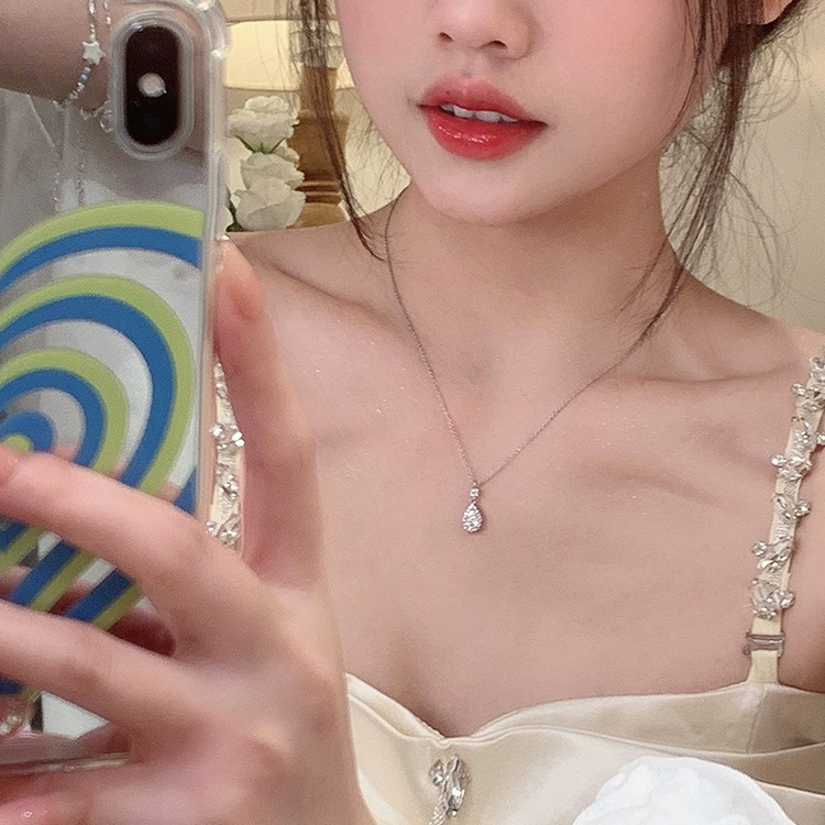 Choucong Ins Top Sell Luxury Jewelry Geunine 100% S925 Sterling Silver Pear Cut White 5A Zircon Diamond Water Drop Pendant Elegant Party Women Cavicle