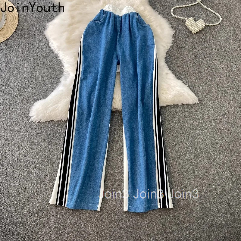 Y2k Clothing Two Piece Sets Women Pants Suit Patchwork Denim Embroidery Vest High Waist Wide Leg Pants Outfits Sexy Summer Set
