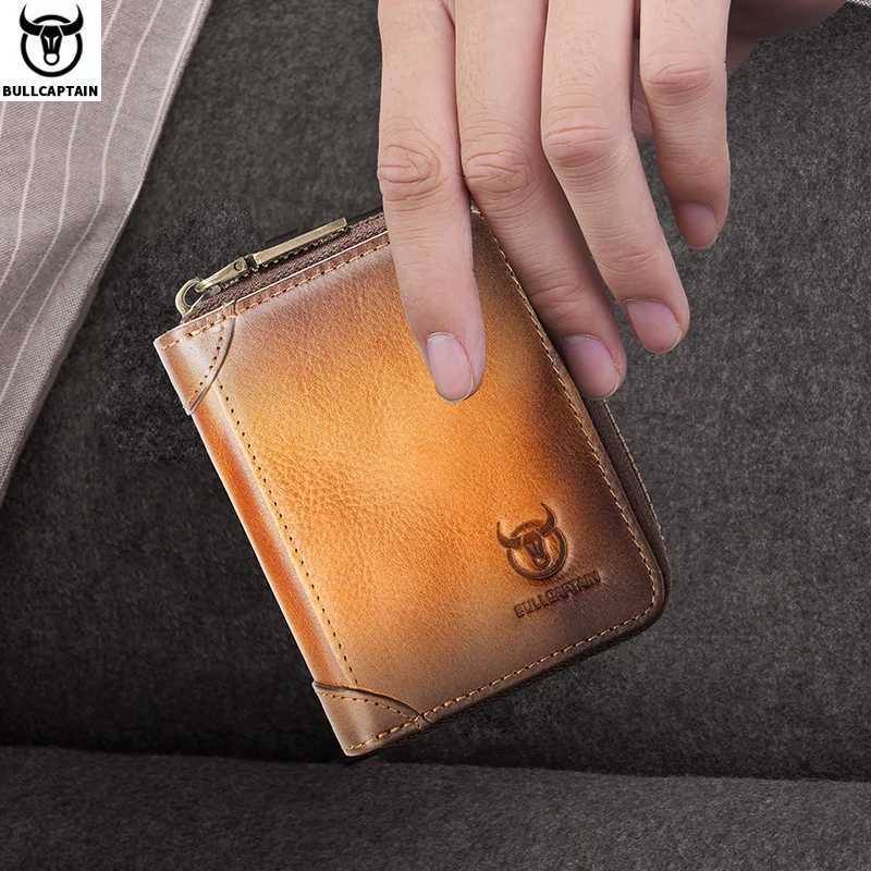 BULLCAPTAIN Genuine Card Bag Mens Casual Business Holder Multifunctional RFID Anti-Theft 11 Card Slots Coin Purse Z250621