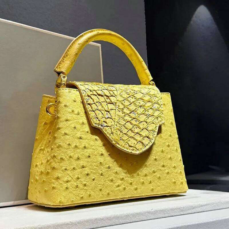 Designer Brand Female New High Quality Leather Handbag For Women Fashion Ostrich Print Single Shoulder Crossbody Bag