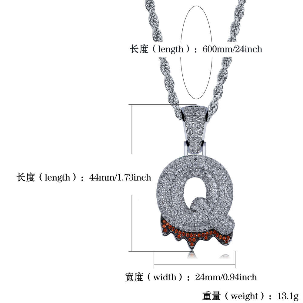 Hip Hop Personality Lava Rock English Letter Pendant DIY Splicing Micro Pave Zircon Men's Trendy Necklace