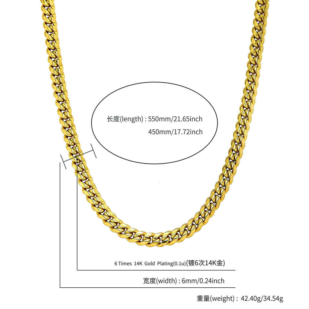 6MM Encrypted Lobster Clasp Titanium Cuban Chain for Men and Women Couples Simple Stainless Steel Hip Hop Necklace Accessories