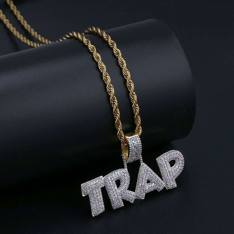 Hip Hop Personality Rap TRAP Style Pendant Micro Paved Zircon Unisex Ins Trendy Accessories