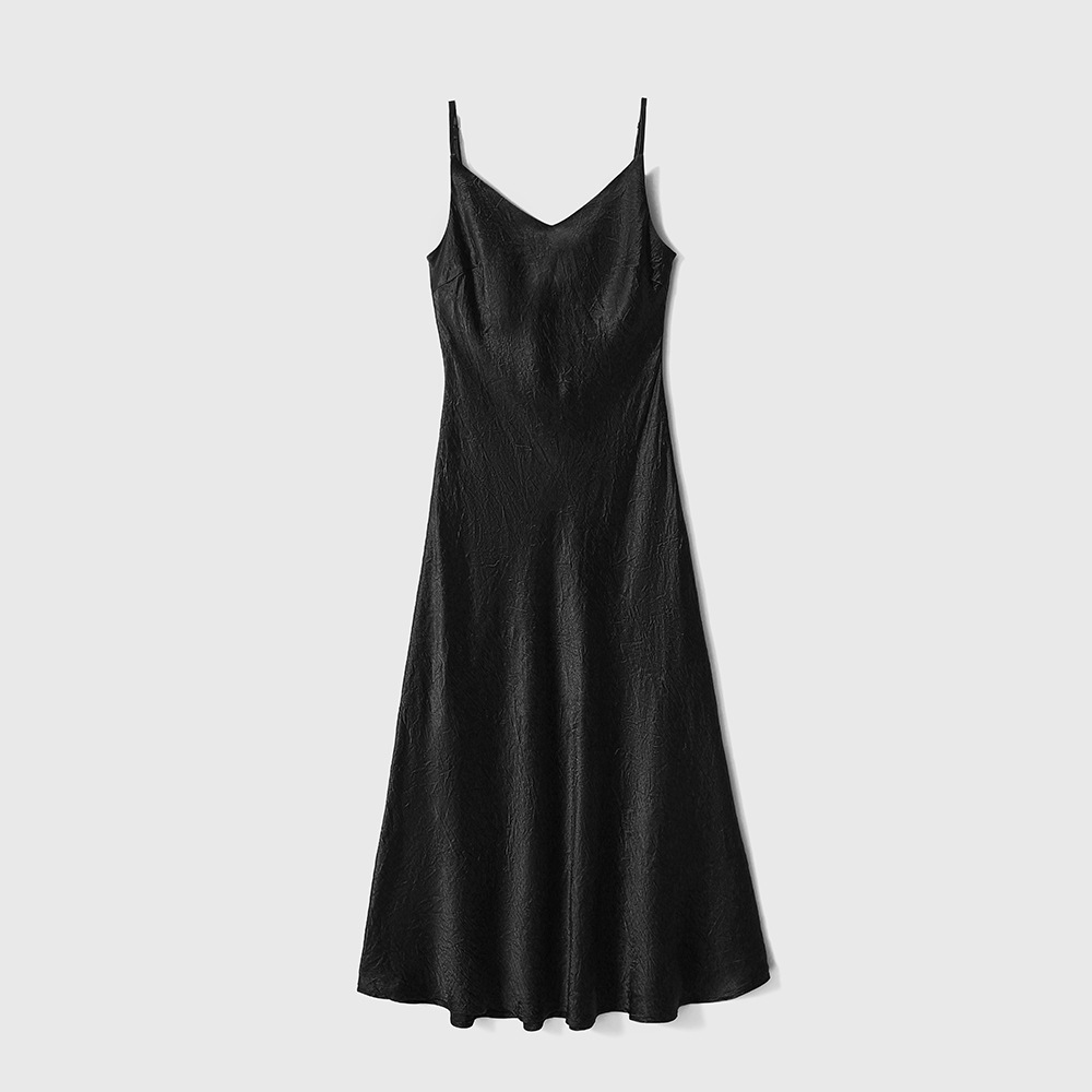 D6112 Long dress with suspenders High-grade black dress 2025 new summer women's clothing